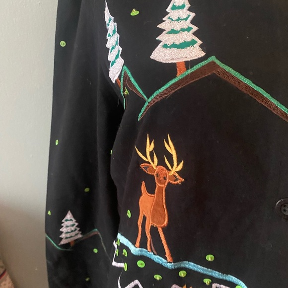 Michael Simons Winter scene button cardigan - Picture 9 of 12